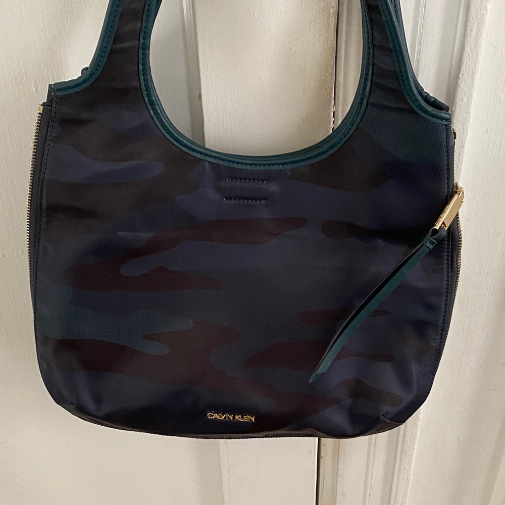 Calvin Klein Camouflage Shoulder Bag - Black and Navy